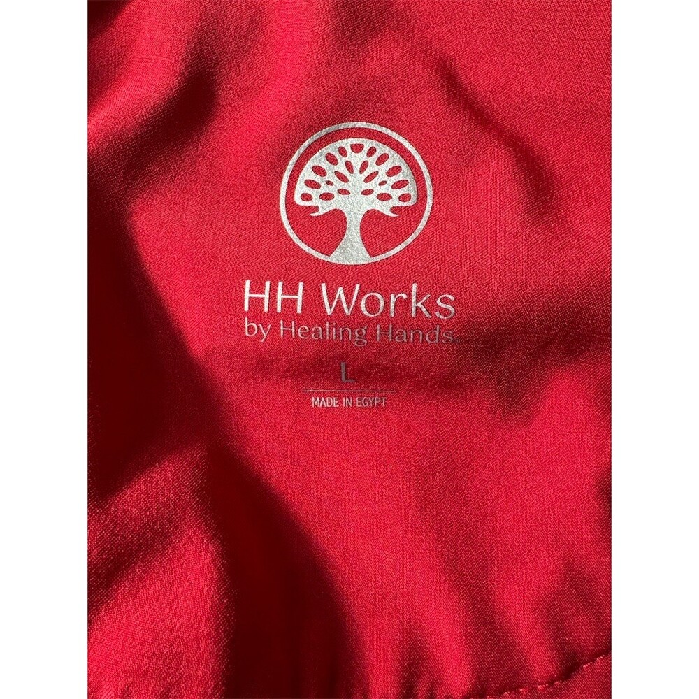 Healing Hands Scrub Pants Womens Size L Red Cargo Drawstring Elastic Waist - Picture 9 of 10